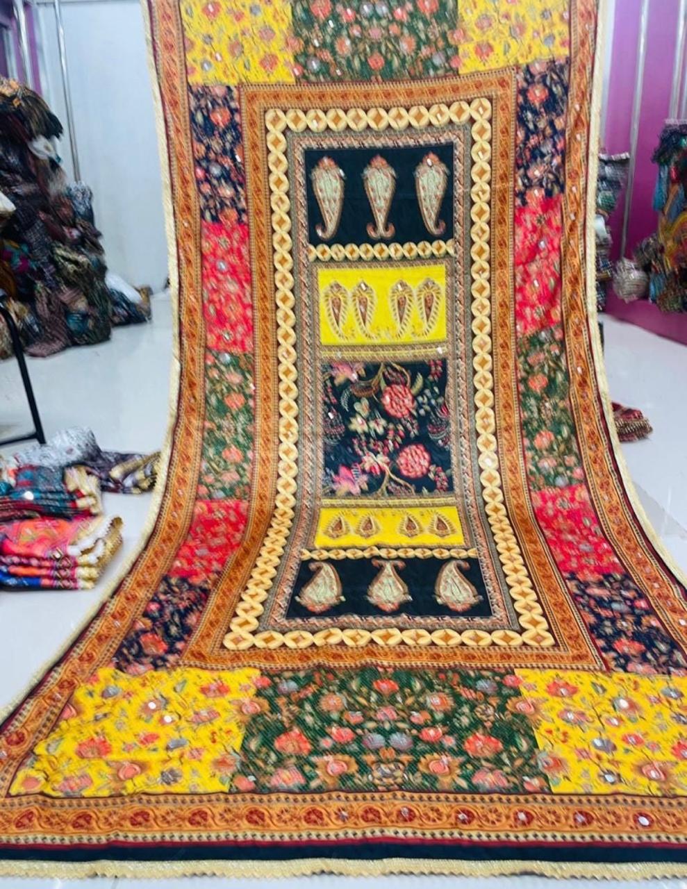 Heavy Embroidered Panel Dupatta swatch