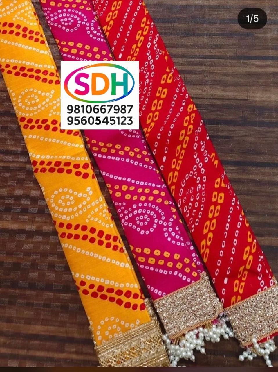 Pearl Border Bandhani Dupatta swatch